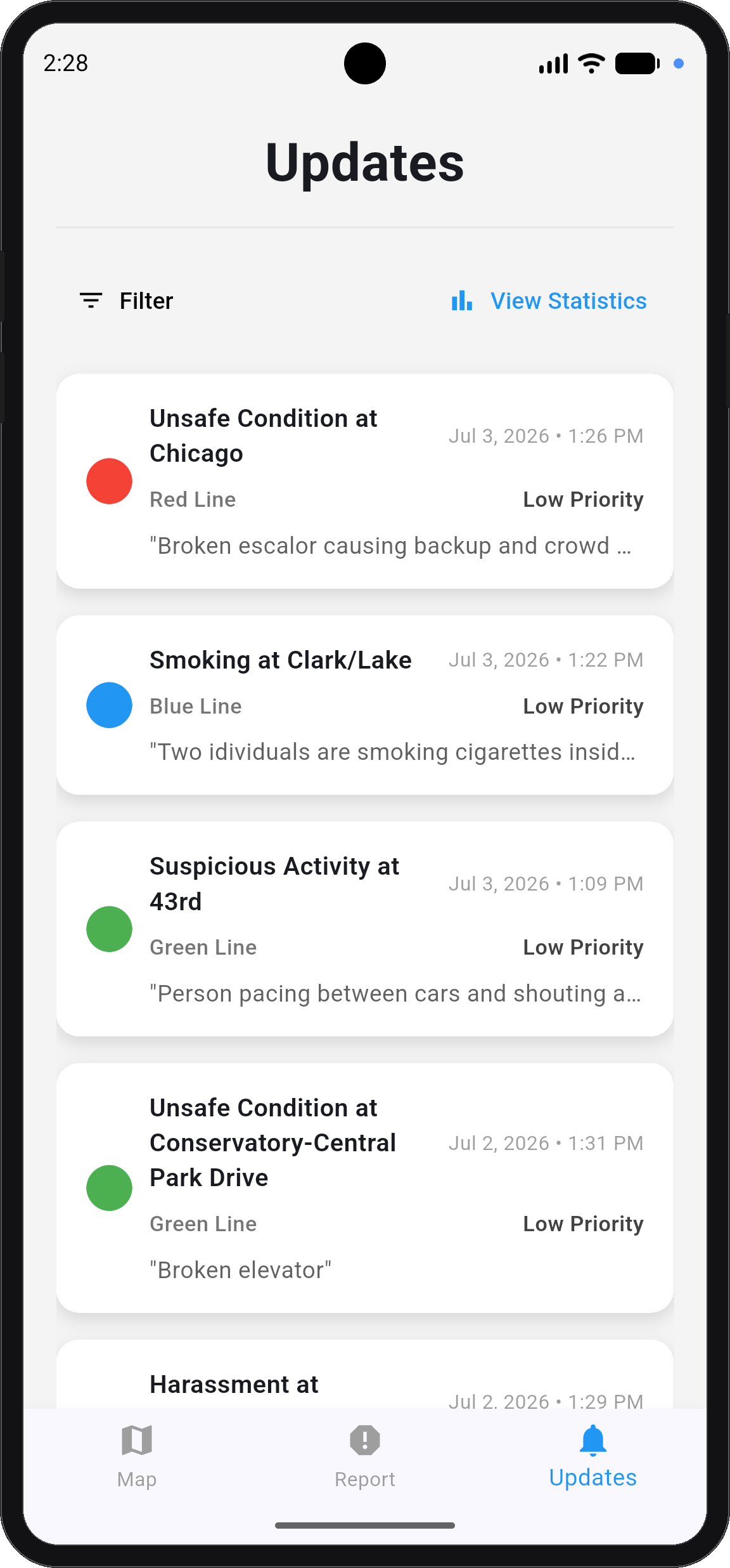 Updates Screen